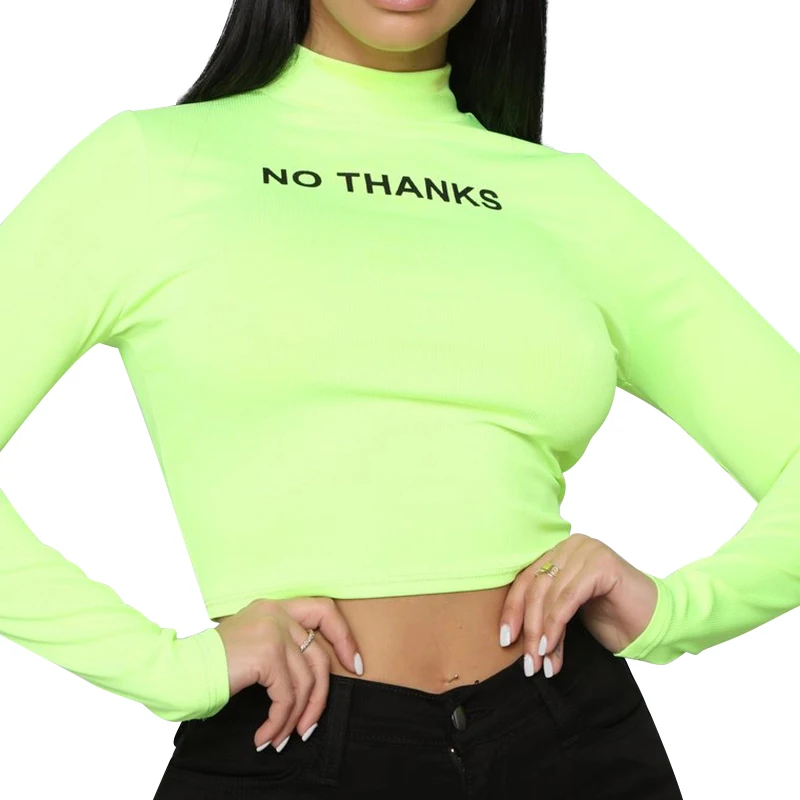 neon green long sleeve crop top