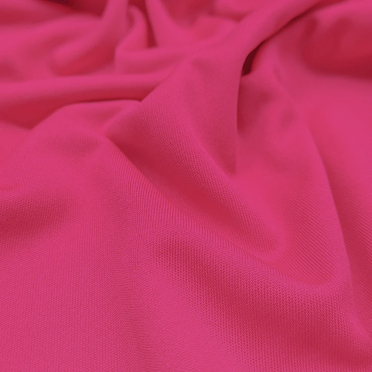 Anti Pilling Knit Polyester Fiber Fabric, Plain Dyed 100 Polyester DTY Interlock Fabric for Clothing/ details
