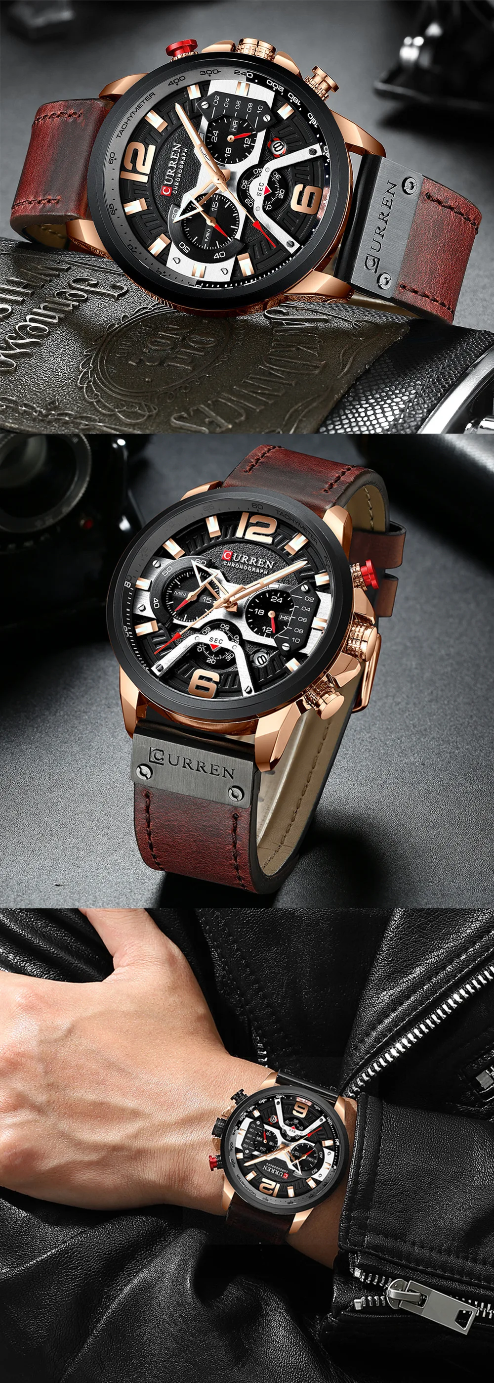 ウッド腕時計 Reloj Curren 8329 Hombre Montre Men Hot Sale Watches New Factory