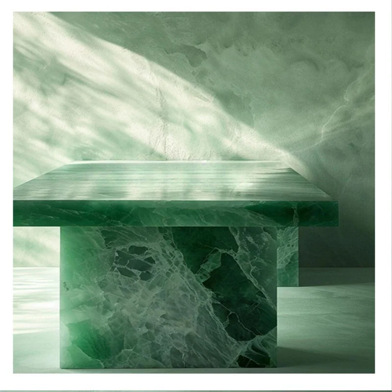 Tilpasset luksus hvidt firkantet te- og kaffebord, moderne designerbord i sinteret sten og rustfrit stål til stue