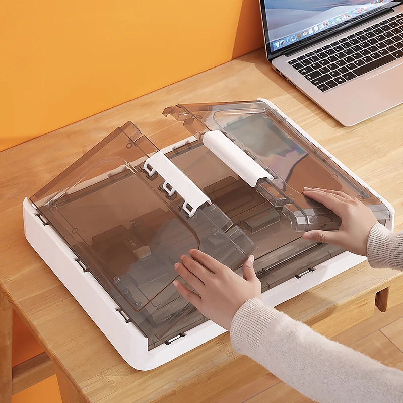 Durable Transparent Stackable Storage Case Clear Foldable Storage Box With Front Open Door Plastic Folding Storage Box