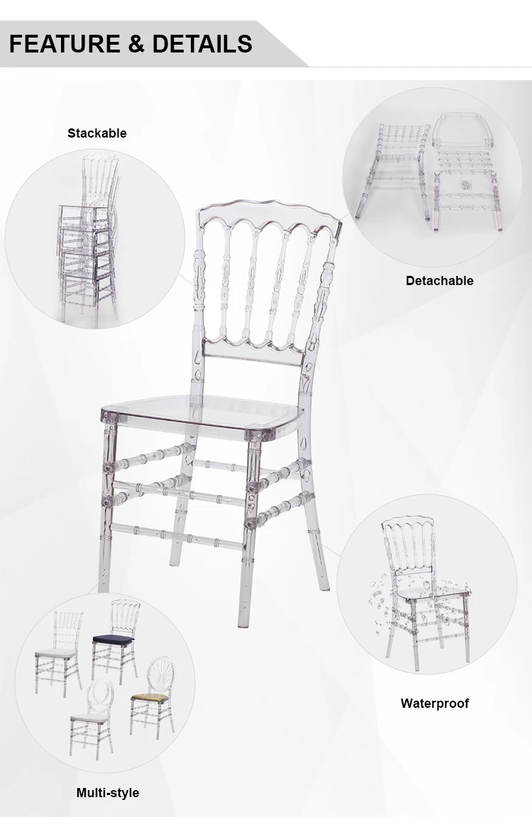 Wholesale Transparent Plastic Party Chairs Ghost Clear Crystal Napoleon Chair Tifanny Event