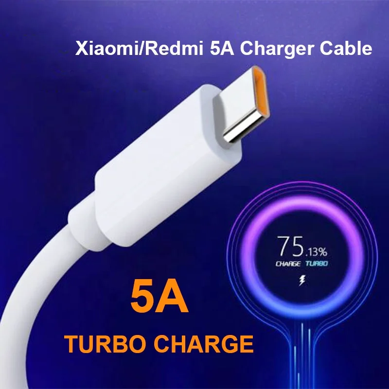 Original 5A 6A Turbo Charger Cable Quick Charging Type C USB-C Line For Xaomi Mi 10 11 Pro 9Se CC9 Pro Note 10 Redmi K30 Pro