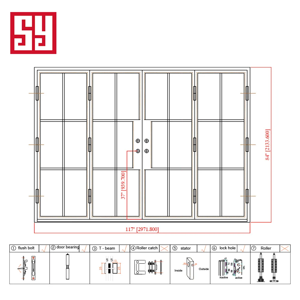 Custom Modern Wrought Iron French Style Foldable Glass Door with Tempered Glass for Outdoor Interior Entry manufacture