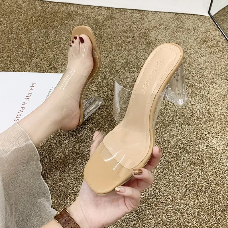Best 2025 New Transparent PVC Casual Sandals for Women with Open Toe, High Heel, and Thick Heel Strap - Summer Fashion Statement with Zero Cost - Image 3