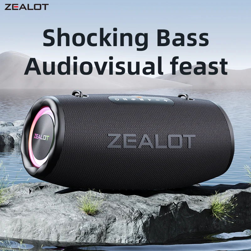 Zealot S87 Portable Bluetooth Speaker - 80W Waterproof Woofer