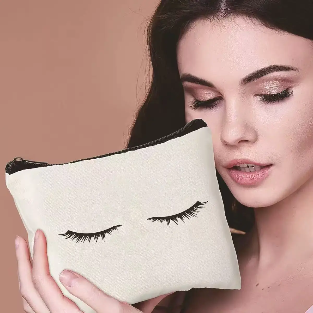 Stanley Cup Canvas Lanyard Personalized Initial Cosmetic Bag with Keychain for Travel Female Bridesmaid Youth Open Closure