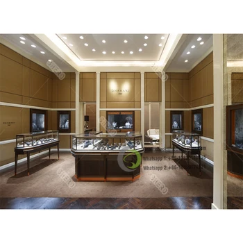 High-End Luxury Custom Gold Diamond Jewelry Display Case Premium Private Design Counters for Quality Jewelry Showcases