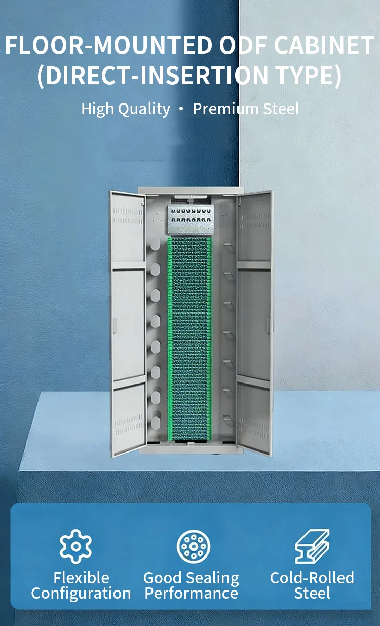 Optical Fiber Distribution Box ODF Rack Mount Modular Unit Cold Rolled Steel 72 Core Network Wiring Management Cabinet