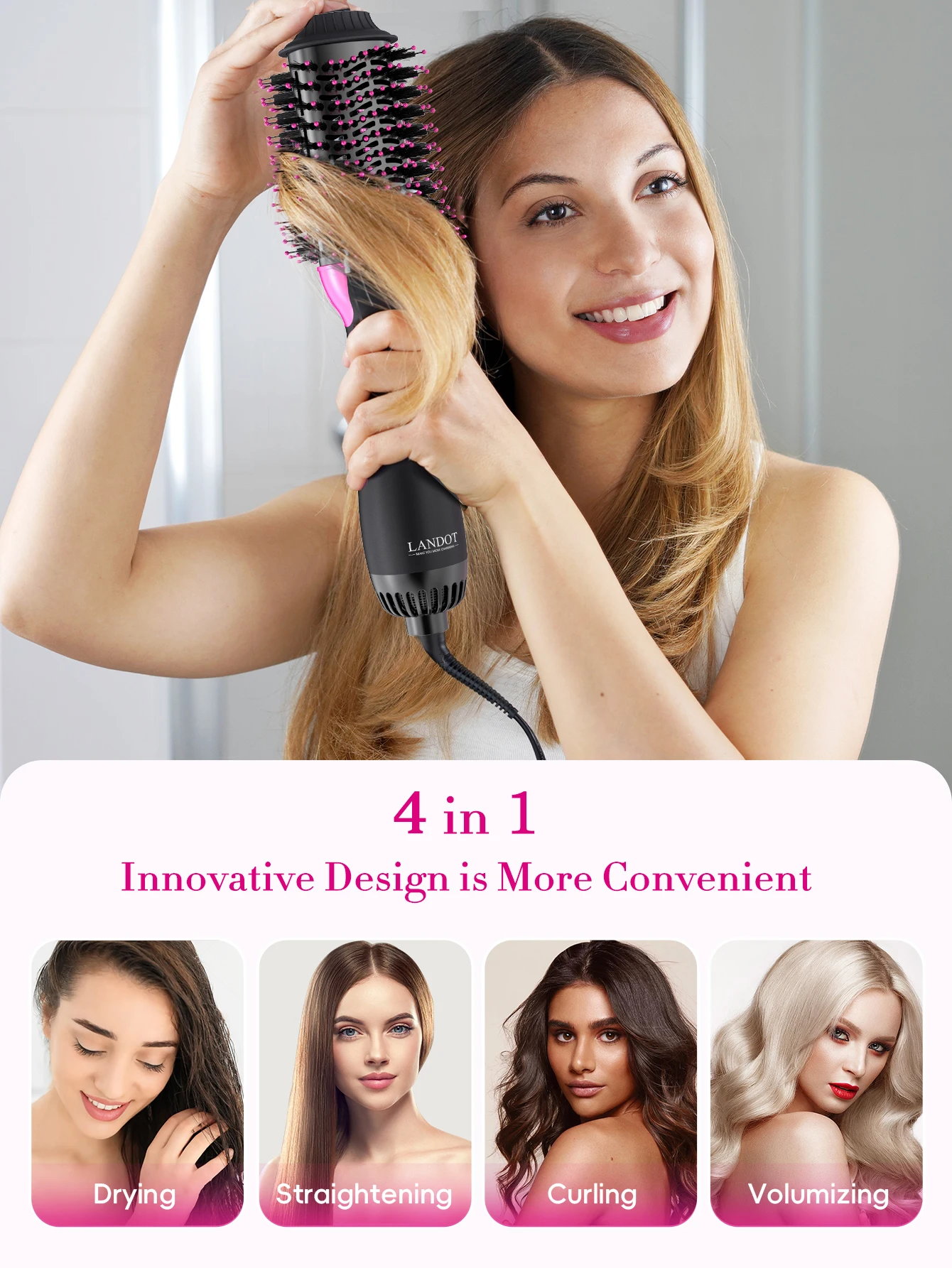 Ready Goods US Warehouse Professional Ionic Blowout One Step Hair Dryer Brush Dryer Hot air Brush and Volumizer