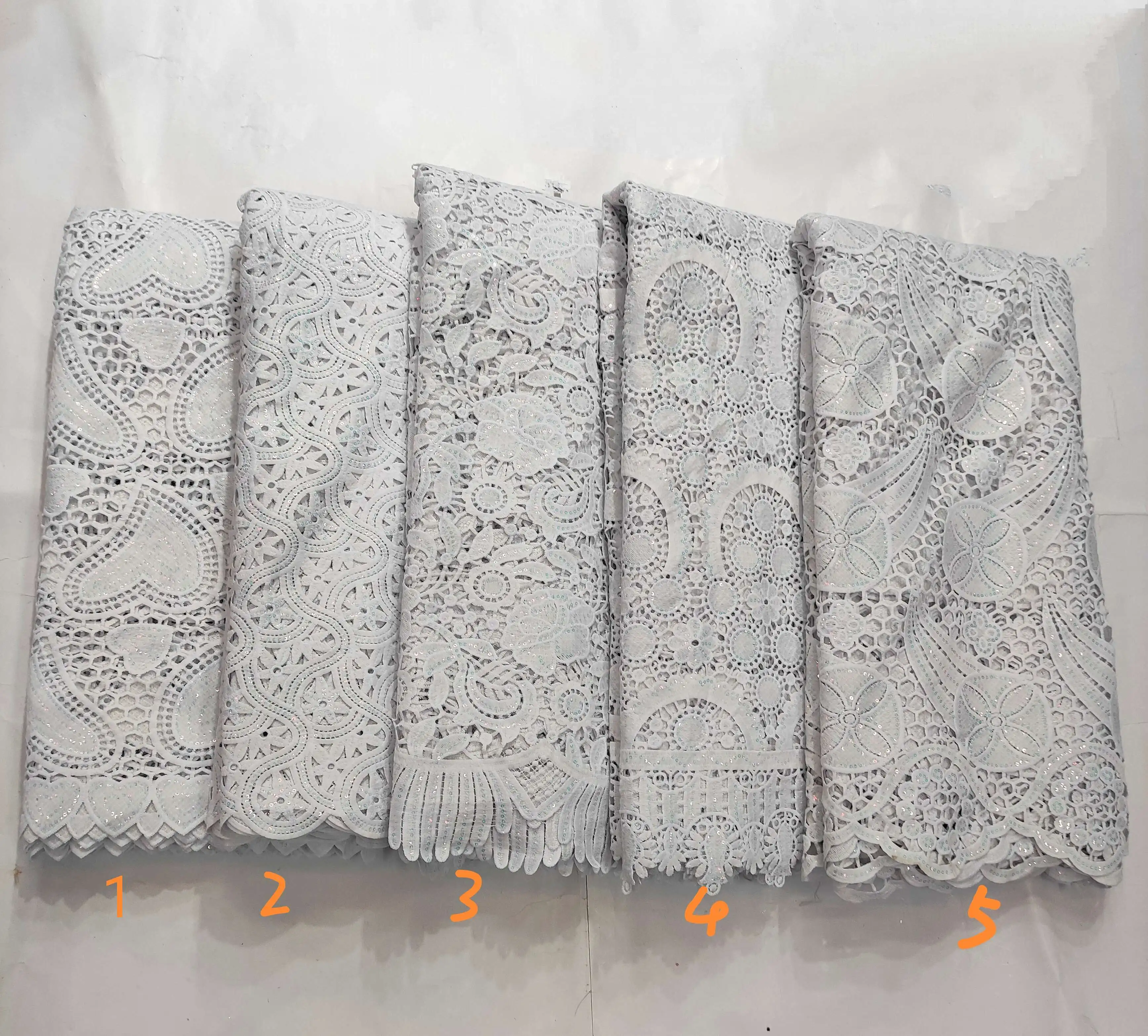 High end African Lace Fabric Hot Sell New Arrival African Cord Lace With Plenty Beaded High Quality Guipure Lace sale Fabric