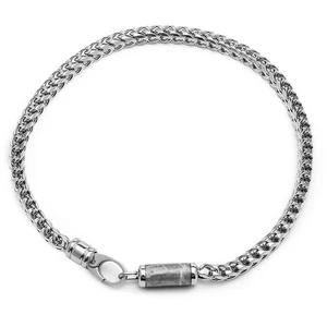 3mm Polished Stainless Steel Chain Bracelet Meteorite Inlay Classic Meteorite Inlay Fashion Link Bracelets