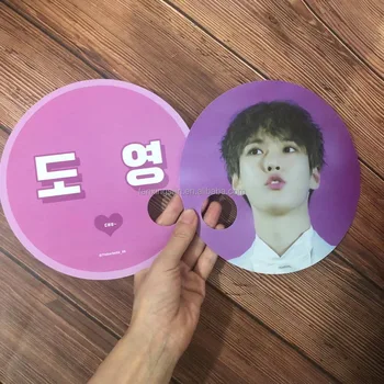Plastic Picket Merchandise Wholesale Kpop custom double side printing plastic round hand fans picket for idol collection