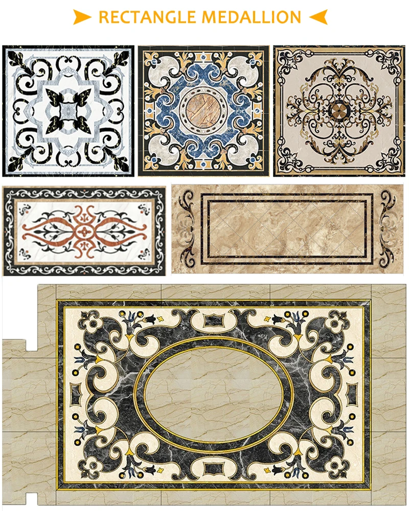 product luxury marble waterjet pattern tile for lobby floor modern design waterjet medallions for home design-7