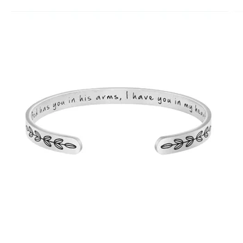 Joycuff Memorial Series New Stainless Steel Engraved Positive Hand Stamped Cuff Bangle Personalized Memorial Bracelet