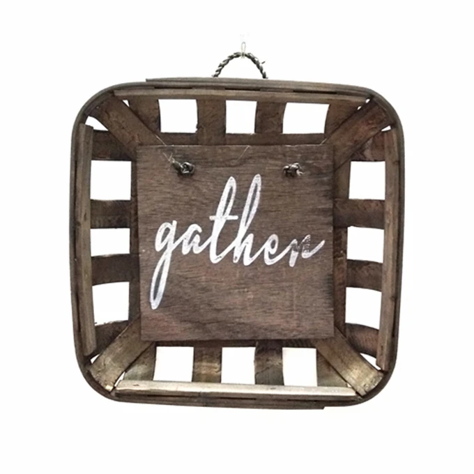 Home Square Tobacco Basket 24 Inch Dark Brown Woodchip Wall Decor Woven  Farmhouse Decor