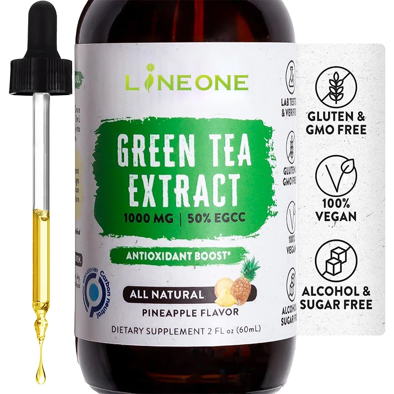 OEM Private Label Green Tea Extract 1000mg 50% EGCG Green Tea Liquid Drops 4x more Powerful than Pills Capsules  2oz Antioxidant