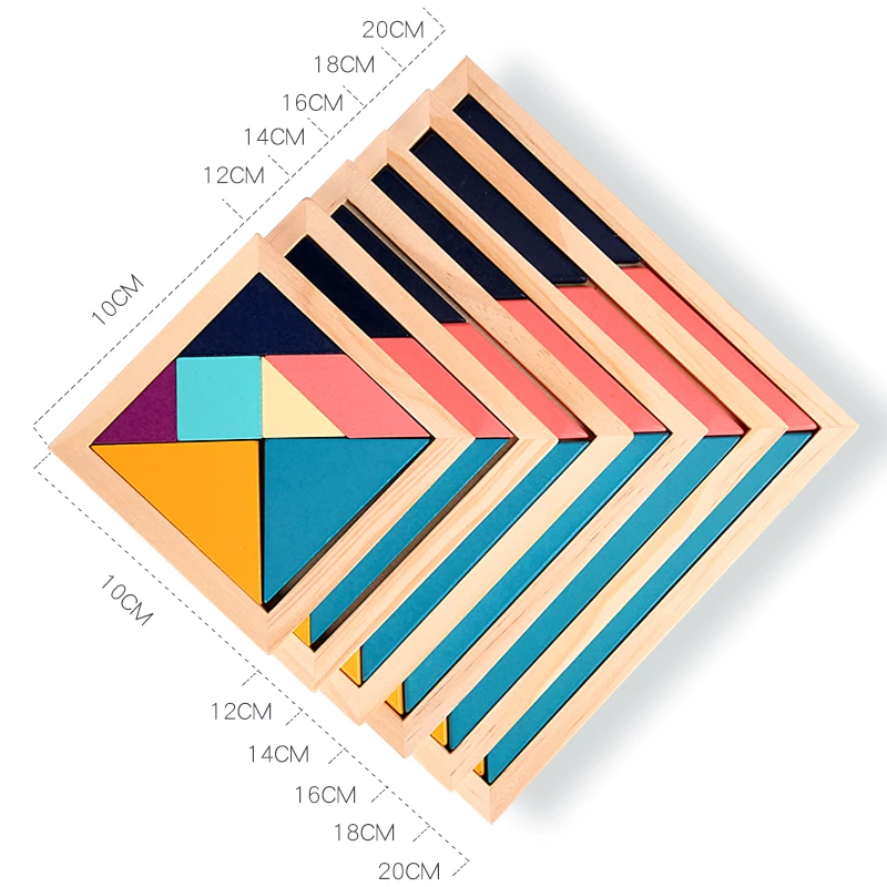 
Оптовая продажа, Детская Классическая обучающая игрушка Монтессори, деревянная головоломка Tangram для детей 