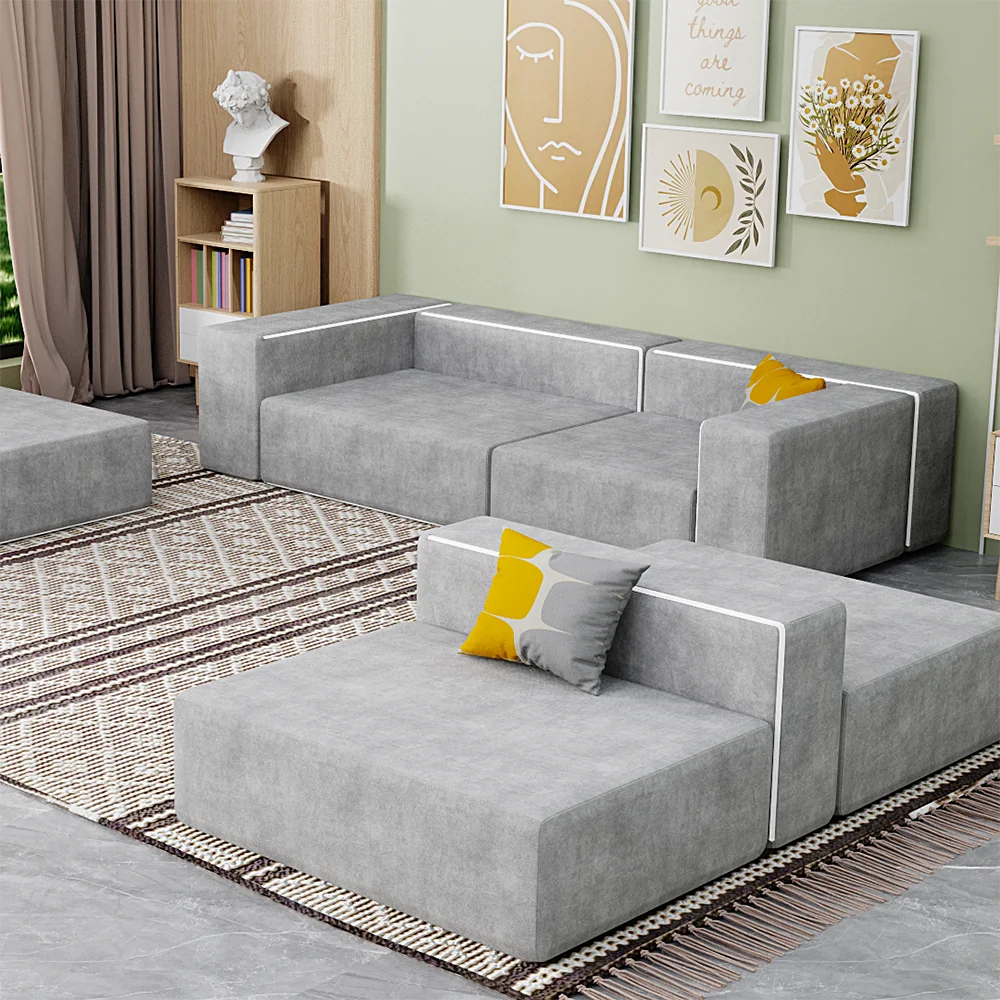 New Design Convertible Sofa Bed with 12pcs Foam Shapes Removable Washable Sofa Cover for Living Room Furniture Sofa