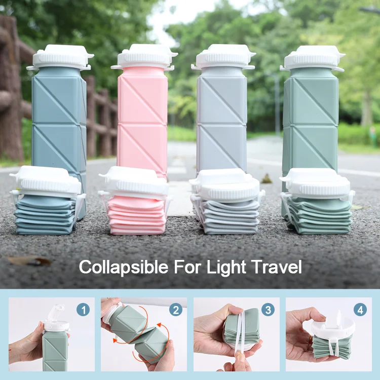 Sport Custom Logo Foldable Silicone Festivals Water Bottles