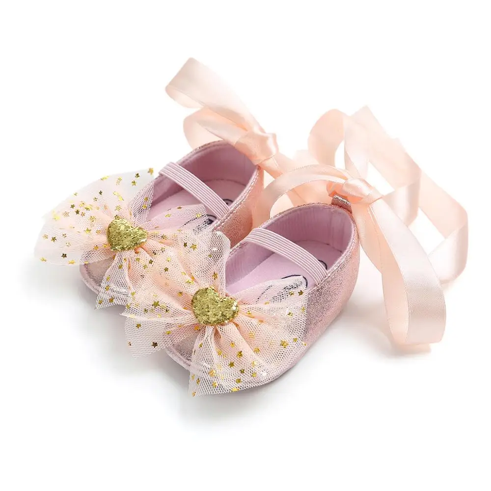 Beautiful Blingbling Ribbon and Bow-knot Design Princess Baby Girl Shoes