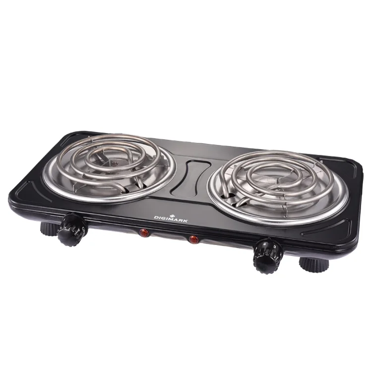 MegaChef Portable Dual Electric Coil Cooktop - Black