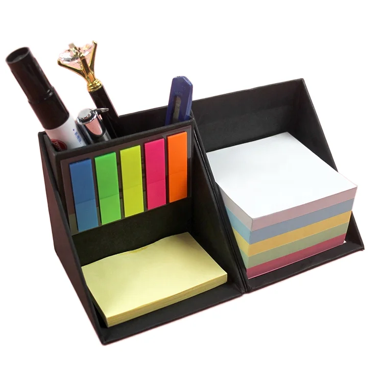Professional Manufacturers Custom Office Desktop Combined Type Sticky Notes Eco Friendly Cube Memo Pad Box With Pen Holder