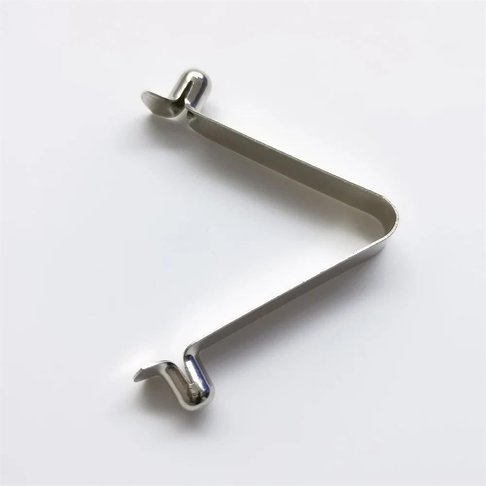China Factory Custom Double Push Button Spring Snap Clip V Shape Metal Tube Spring Clips