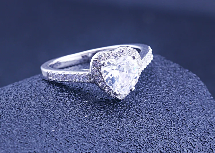 KAKODIY Love Ring Heart Shaped Zircon Sparkling Ring 925 Sterling Silver Women Engagement Wedding Heart Shaped Eternity Ring detail 6