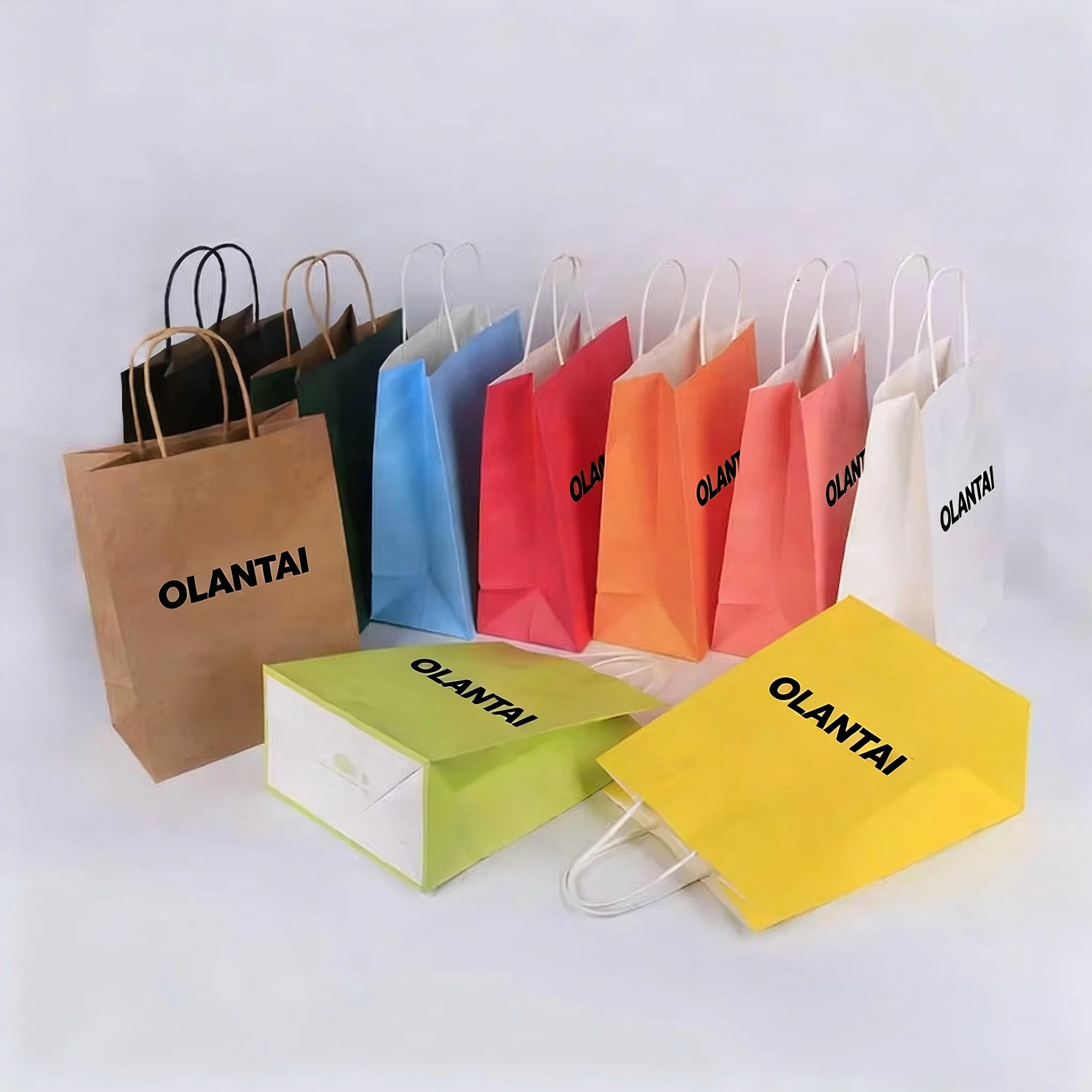 Wholesale Custom Luxury Kraft Paper Bags Brown White Packaging Recyclable Durable Printed Shopping Bag Ribbon Handle Your Own