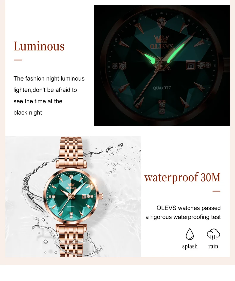 Olevs 5536 Luxury Fashion Casual Design Waterproof Wrist Watch Bright Multi Glass Ladies Quartz Women Watches for Girl Female