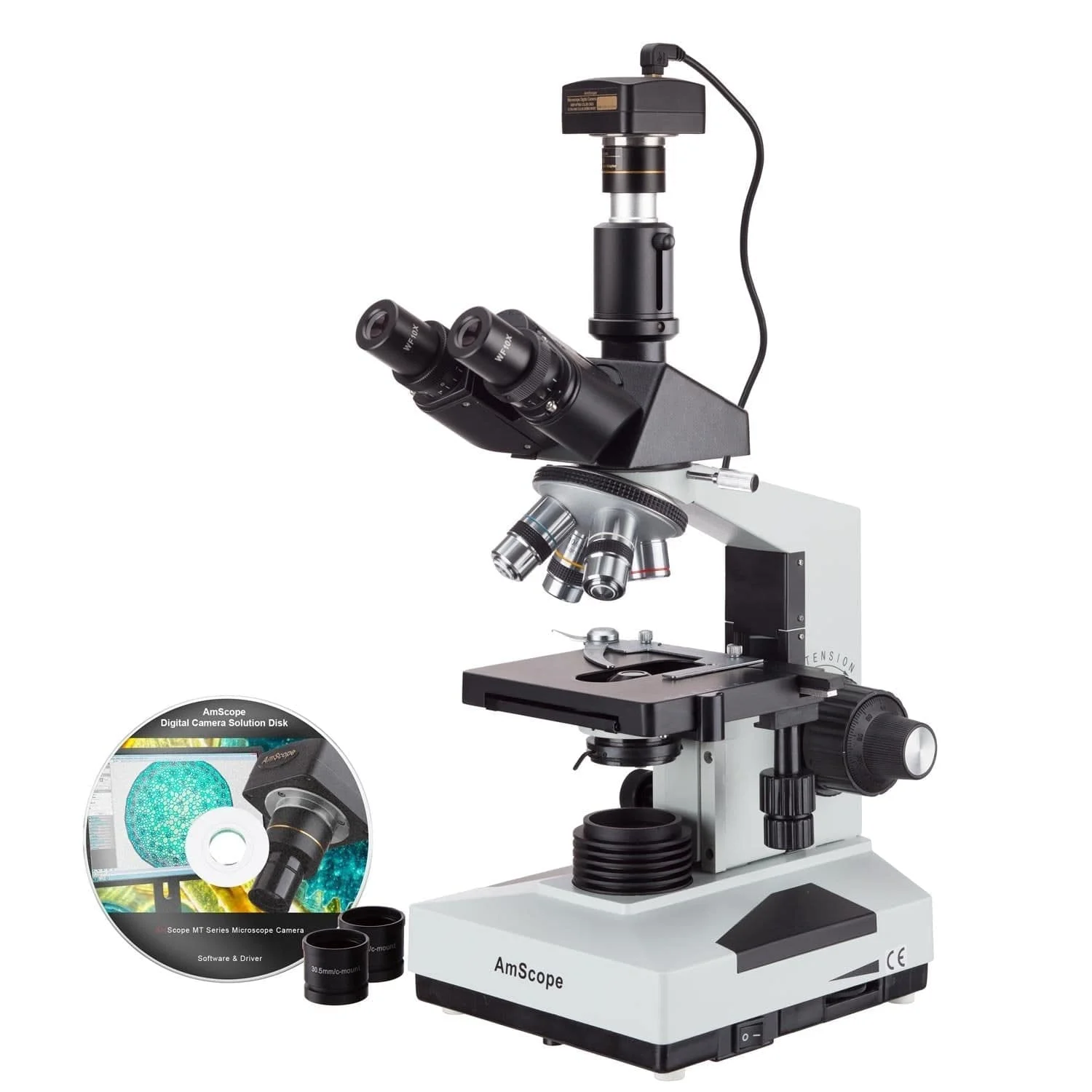 Amscope T490-LED-M: 40X-1000X Trinocular Microscope W/ Camera