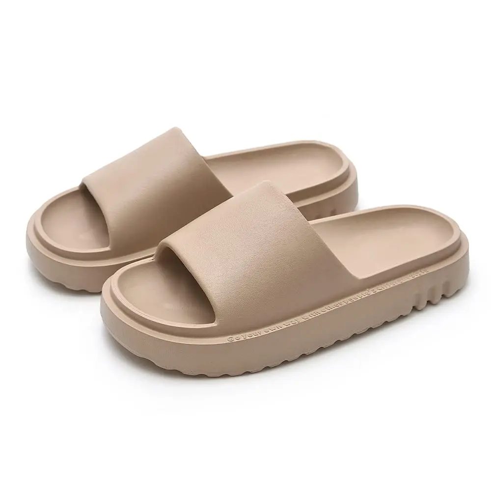 TREEMALL Pillow Slippers Cloud slides for Women and Men,Non-Slip Open Toe Double Strap Sandals for Indoor or Outdoor 