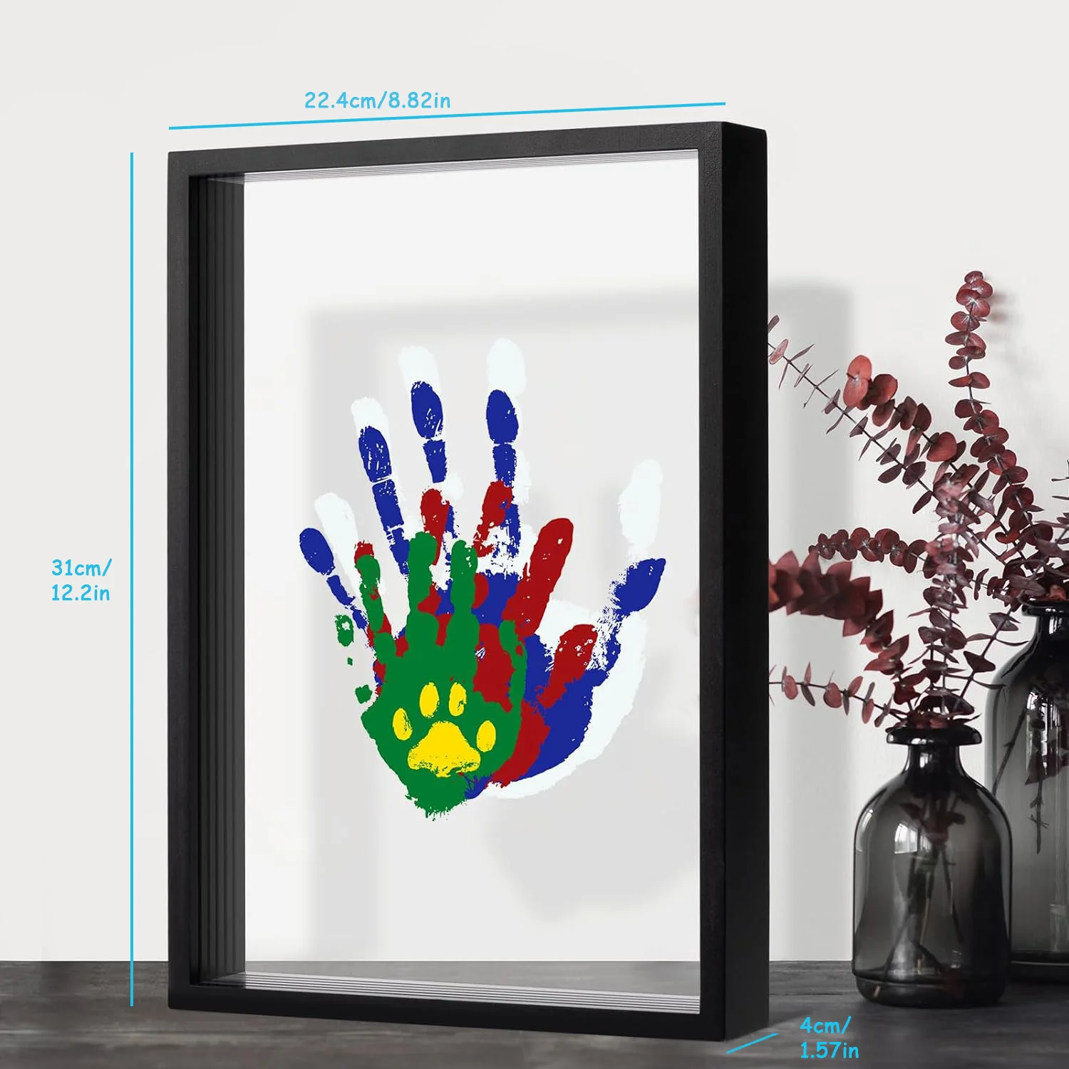 New MDF Wood picture frame with DIY painting kit Family Newborn Handprint Kit Handmade Wooden Photo Frame Christmas Gifts