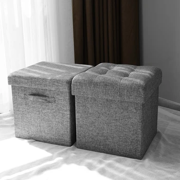 Wholesale Square Folding Fabric Storage Stools Ottomans Seat With Large Space