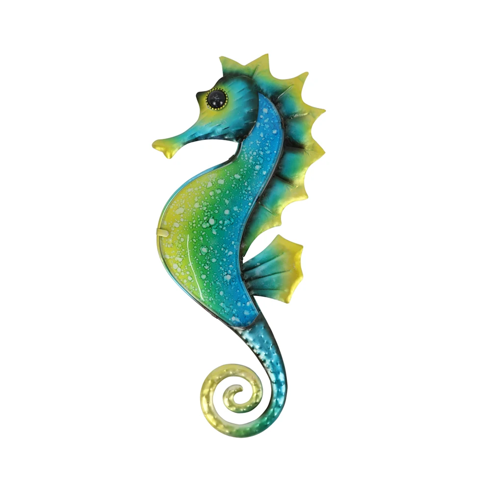 Original Hanging Glass Crafts Seahorses Wall Art Home ColorfulSea Horse Metal Animal Wall Art 1