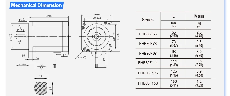 PrimoPal Step Motor NEMA34 180.0~750.0N.cm 0.72 Degree 5 Phase Oriental Autonics Hybrid NEMA 34 Stepper Motor for CNC