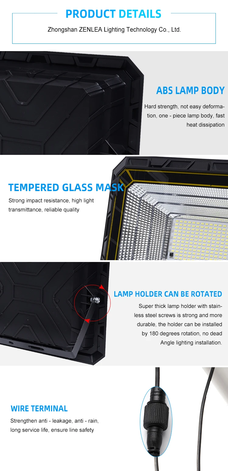 Creative Design Outdoor Lighting IP65 40w 60w 100w 200w 300w 500w 1000w Smd Led Solar Flood Lamp