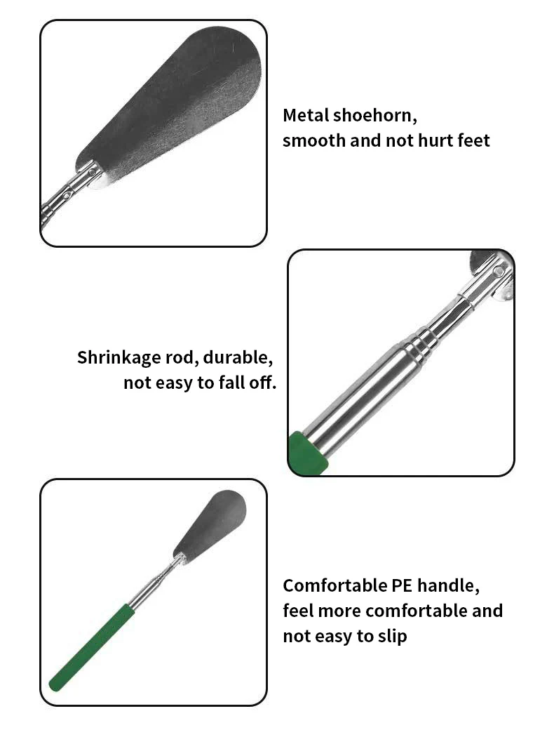 High End Extendable Shoe Horn,Metal Stainless Steel Shoehorn,Telescopic