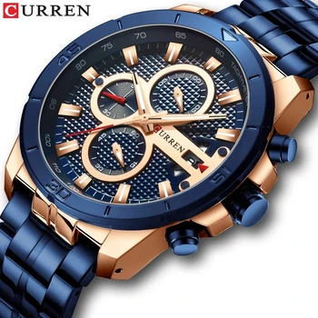 Curren *出品 CURREN 8337 Luxury Golden Male Quartz Watch - Designer Steel