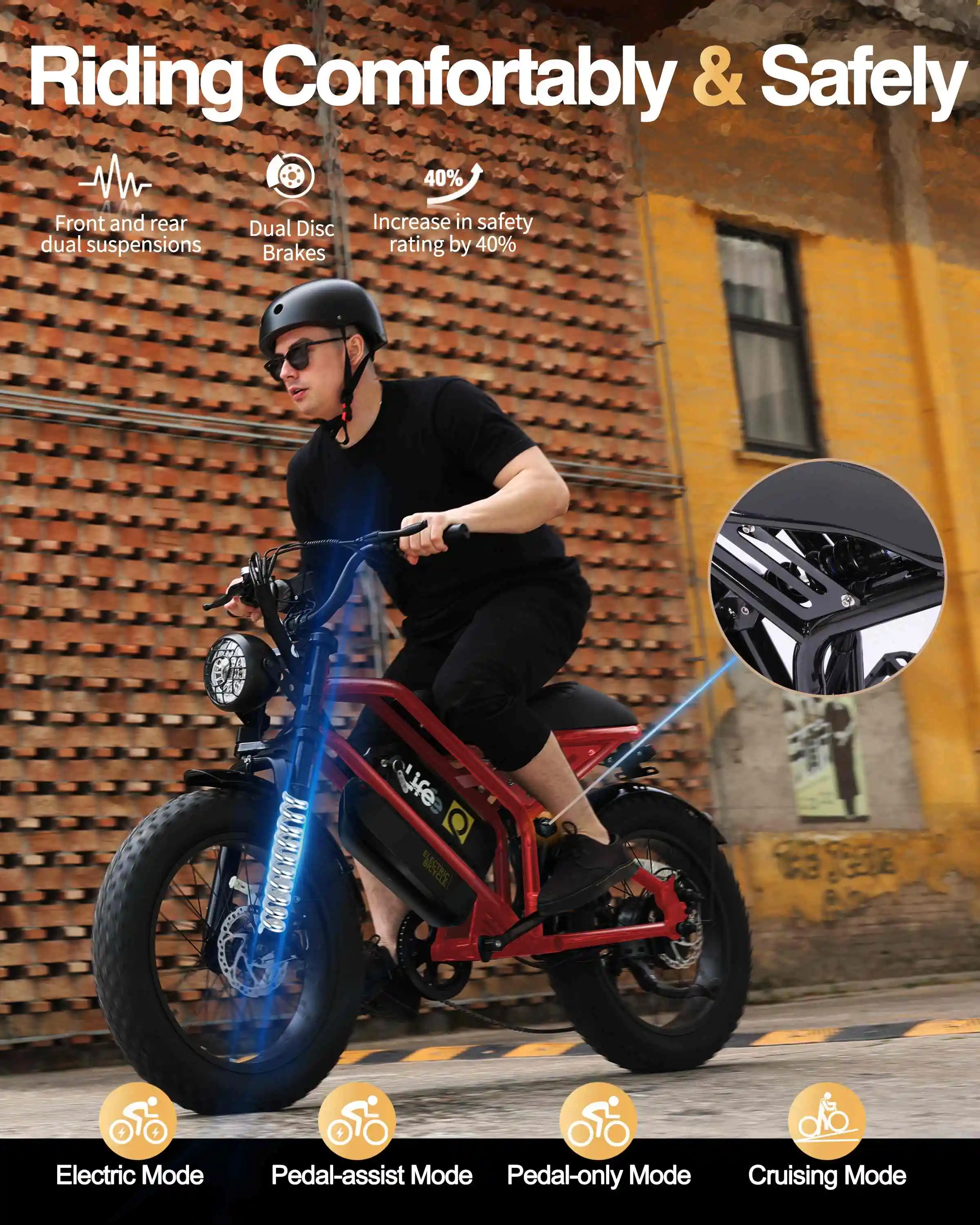 Qlife Spark Electric Bicycle - 750w Long Range & Free Shipping