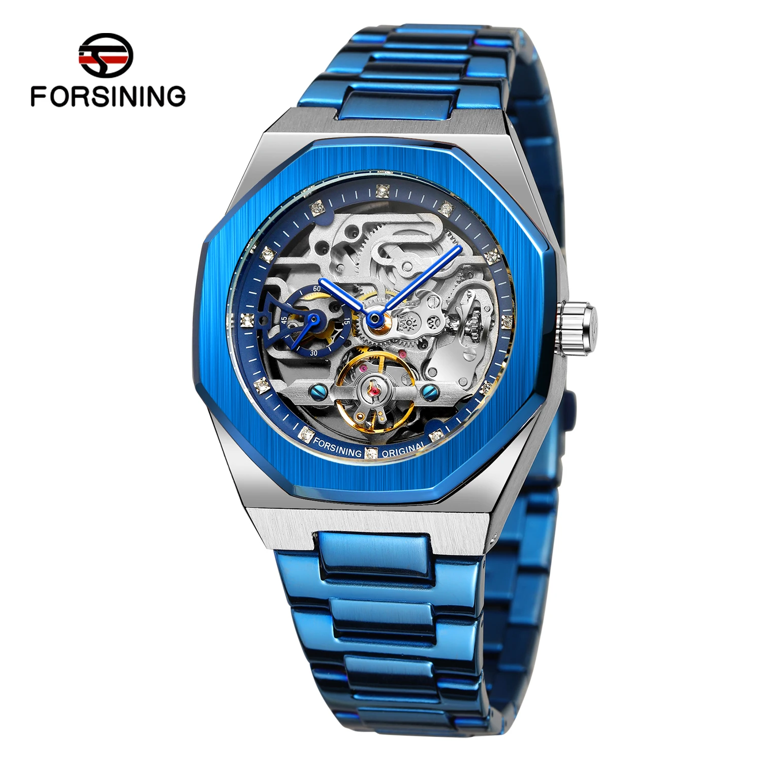 Amazon.com: FORSINING Men's Popular Mechanical Hand-Wind Ultra Thin  Stainless Steel Bracelet Mesh Skeleton Watch : Clothing, Shoes & Jewelry