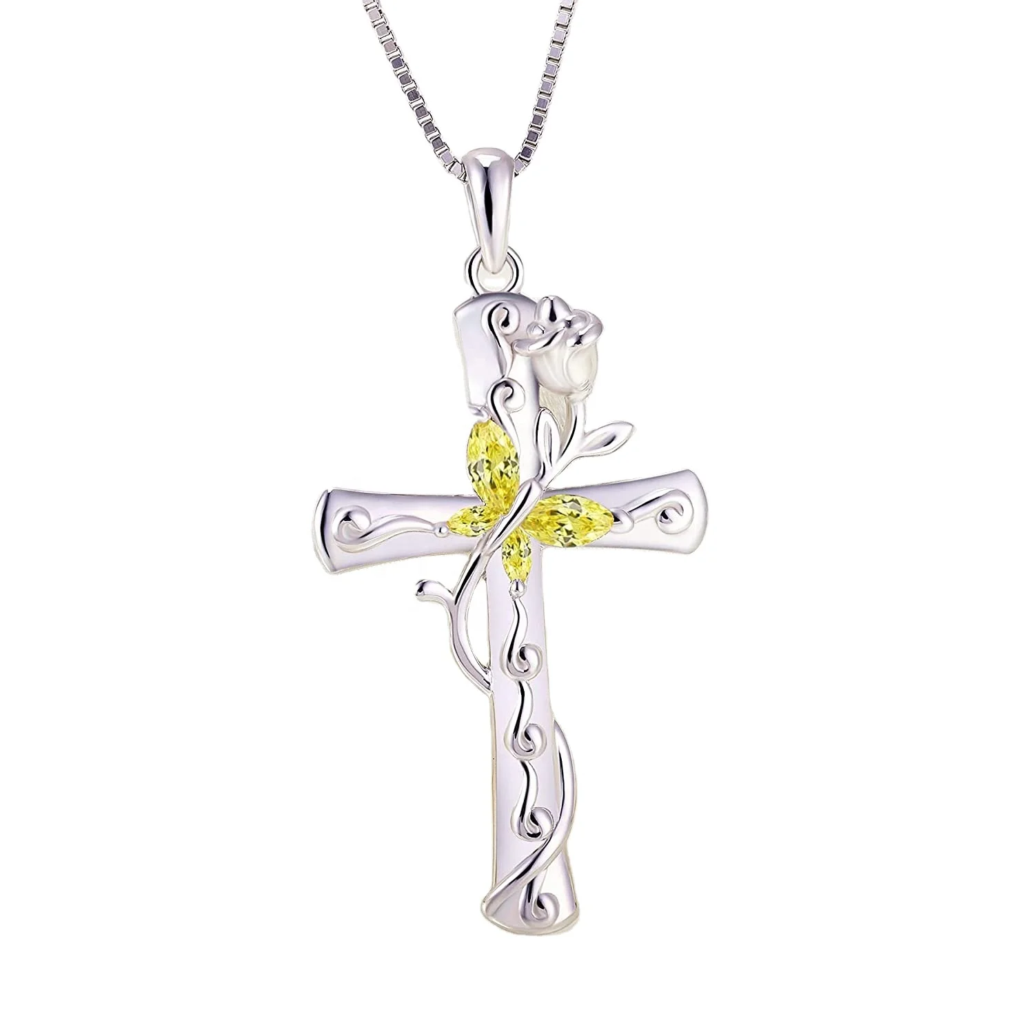 Fashion Butterfly Cross Necklace 