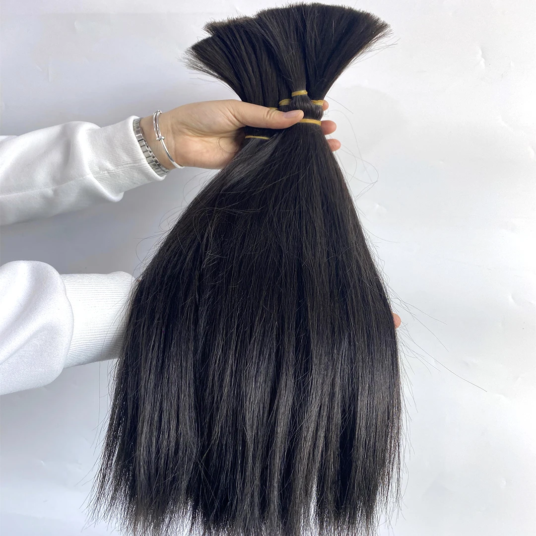 2026 No Weft Raw Hair Bulk Chinese Natural Extensions Color Straight 100% Human Bulk Hair
