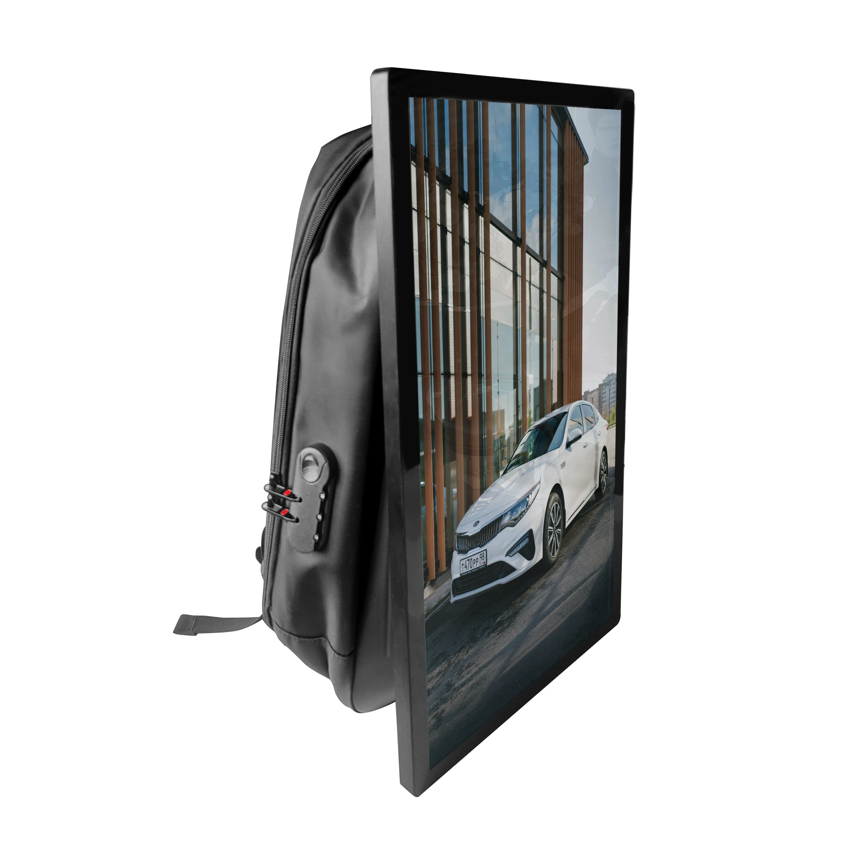 Portable Outdoor Advertising Display Screen Backpack Factory LCD Walking Billboard for Media Elevator Retail Store Use