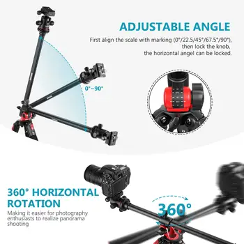 NEEWER 79 Inch Camera Tripod Monopod with Center Column and Ball Head Aluminum Horizontal Tripod Overhead Camera Mount for DSLR detail image