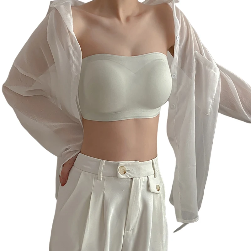 Women Non-Slip Silicone Bandeau Bra Seamless Wireless Strapless