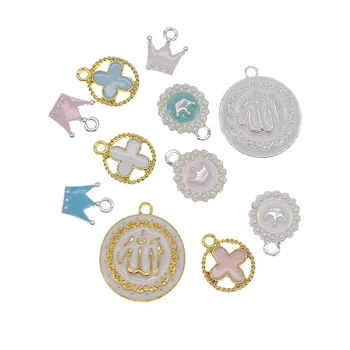 Cute Mini Enamel Muslim Islamic Allah Ribbon Bow-knot Crown Charms For Baby Pins