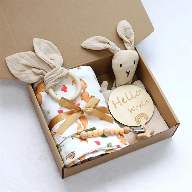 2024 Muslin Organic Cotton Newborn Gift Set Swaddle Blanket Baby Shower ...