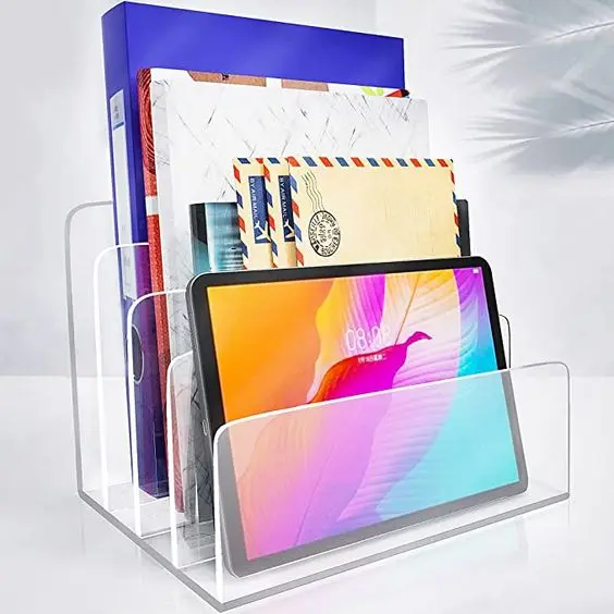 Clear Acrylic File Paper Organizer Letter Tray For Desk Office Supplies